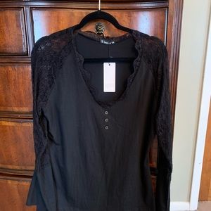 Black lace sleeve shirt